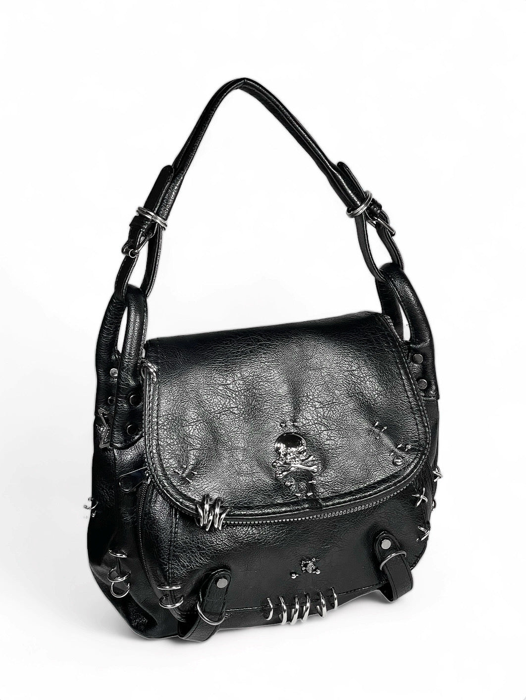Black gothic hobo bag