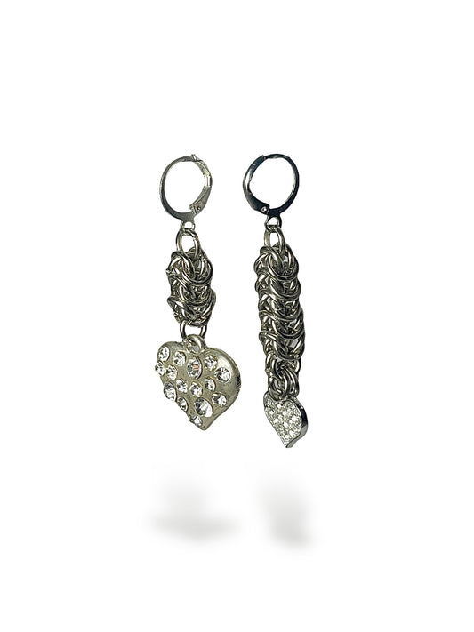 Rhinestone hearts earrings